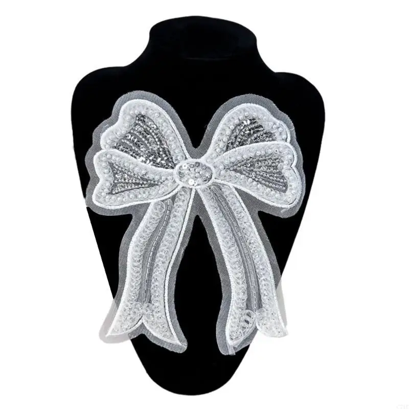 C71F 자수 Bowknot 모양 아플리케 만들기 옷 셔츠 스웨터 봉제 패치