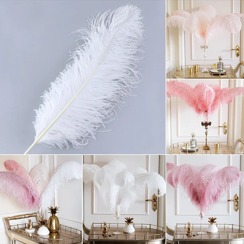 

20-75cm White Large Ostrich Feathers Wedding Dress Costume Home Garden Design Vase Decoration Carnival Stage Performance Props
