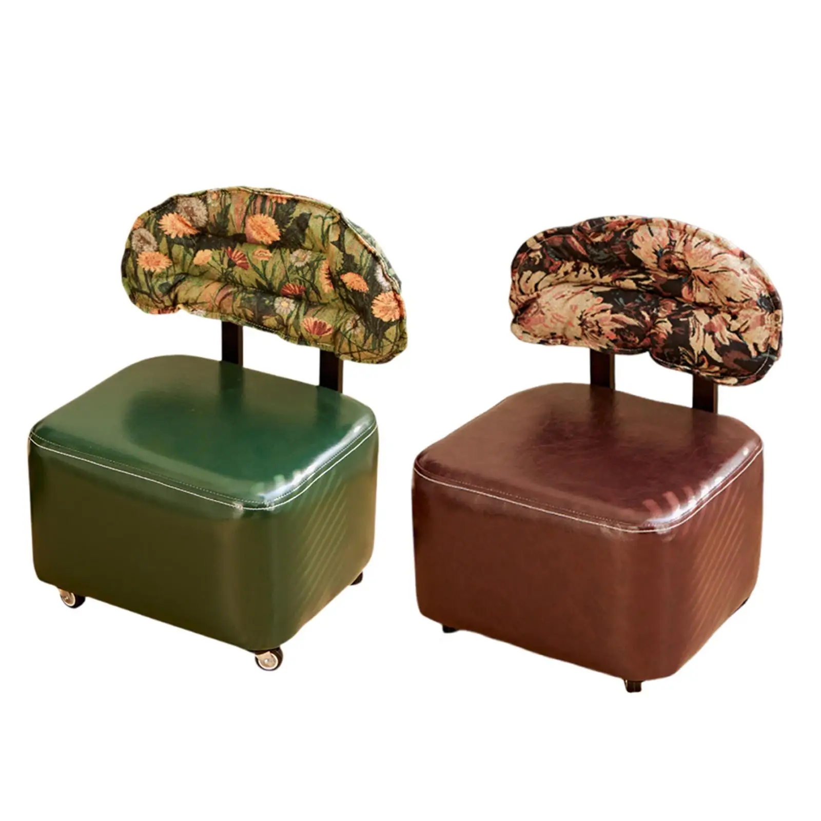 

Квадратный табурет на колесиках 360° ° Стул из искусственной кожи с поворотными колесами и спинкой, подставка для ног для массажа, офиса, спа-салона