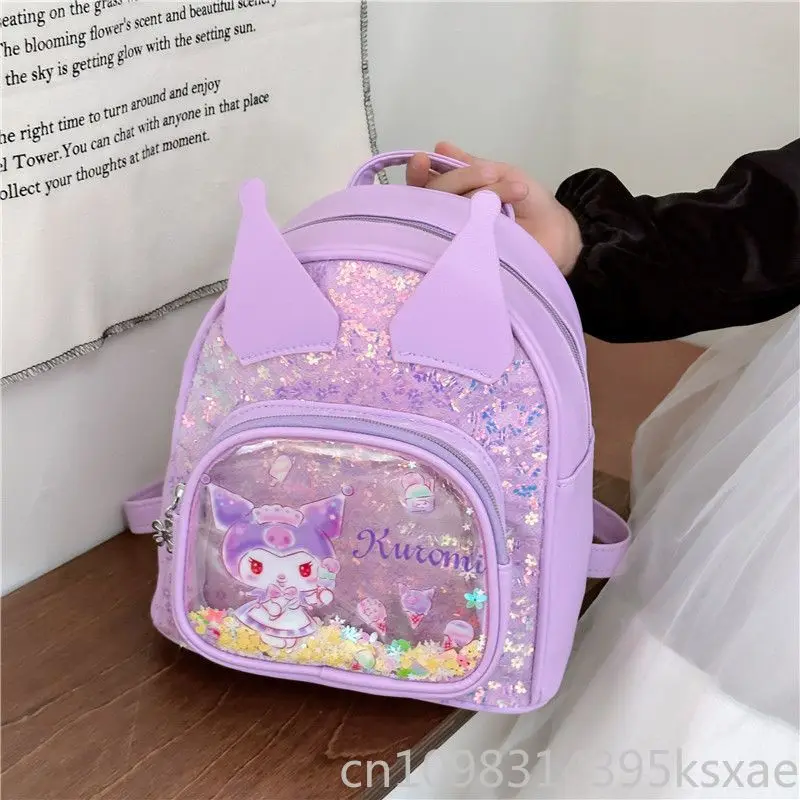  Mini Backpack for Girl Kawaii Hello Kitty Melody Kuromi School Bag Cute Portable PU Leather PU Leather Purse and Handbag