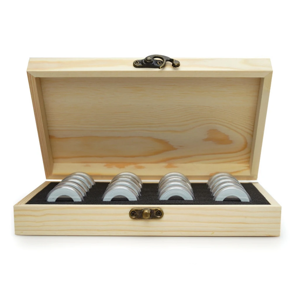 

Delicate Wooden 20 Commemorative Coin Protective Box Prcatical Coin Collection Case for 18/21/25/27/30mm Coin