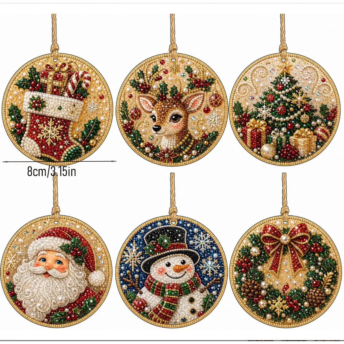 6-teiliges/4-teiliges Weihnachts-Diamantmal-Set, handgefertigte Weihnachtsbaum-Dekorationen, handgefertigtes Set für Weihnachtsanhänger für Erwachsene, einfach zu verwenden und stressabbauend, für Anfänger geeignet, kann als Wanddekoration für zu Hause, Weihnachtsbaumdekoration, Geschenkdekoration, Dankeskarte oder Geschenk für Bastelfreunde verwendet werden. – Detail 8