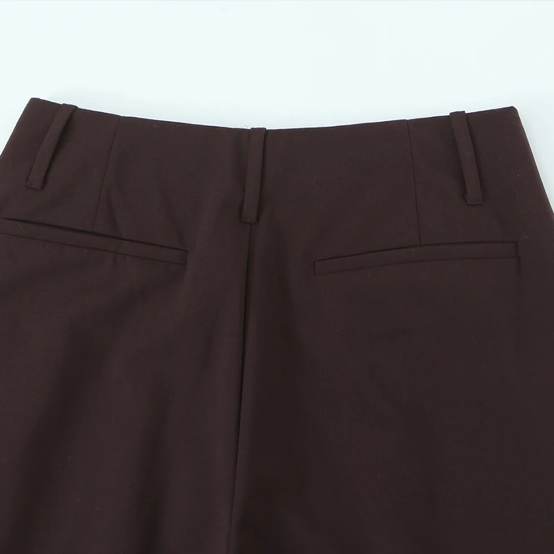 Willshela Damskie Brązowe Spodnie Ołówkowe z Plisami z Przodu, Zapinane na Zamek, Vintage, z Wysokim Stanem, Długie, Eleganckie Spodnie Damskie