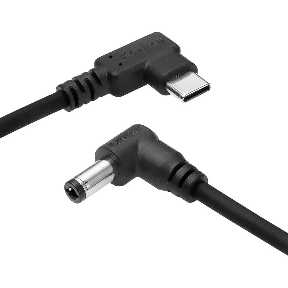 Alvin's Cables Right Angle USB-C Type-C PD to DC Power Cable PD Charging Cable for Blackmagic Video Assist Monitor 30CM/11.8 inc
