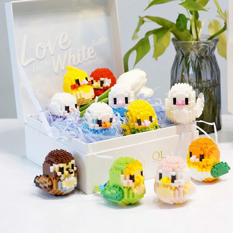 12 style Kawaii Mini Building Blocks 3D Bird Series Cute Parrot Model Bricks Educational Building toys for Kids Gifts