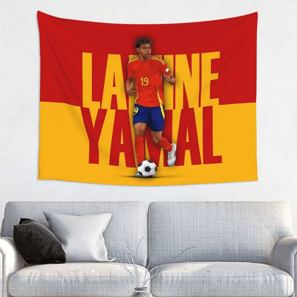 Lamine Y-Yamal Tapestry Hippie Polyester Wall Hanging Football Soccer Room Decor Curtain Psychedelic Tapestries