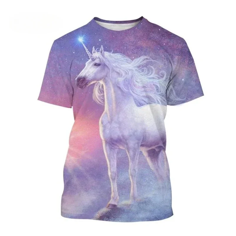 

Fashion Unisex Clothing Animal Horse Unicorn 3D Print T Shirt Casual Oversized T-shirt Personality Harajuku Street Short-sleeved