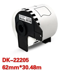 1Roll for Brother DK22205 Thermal Label Rolls 62mm*30.48m Continuous Labels DK-22205 DK 22205 Compatible for Brother QL Printer