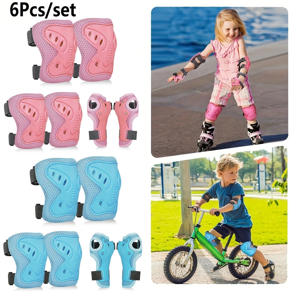 

6 шт., детские наколенники для детей от 3 до 10 лет, налокотники, комплект защитного снаряжения для роликовых коньков, велоспорт, BMX, велосипед, скутер, езда, спорт