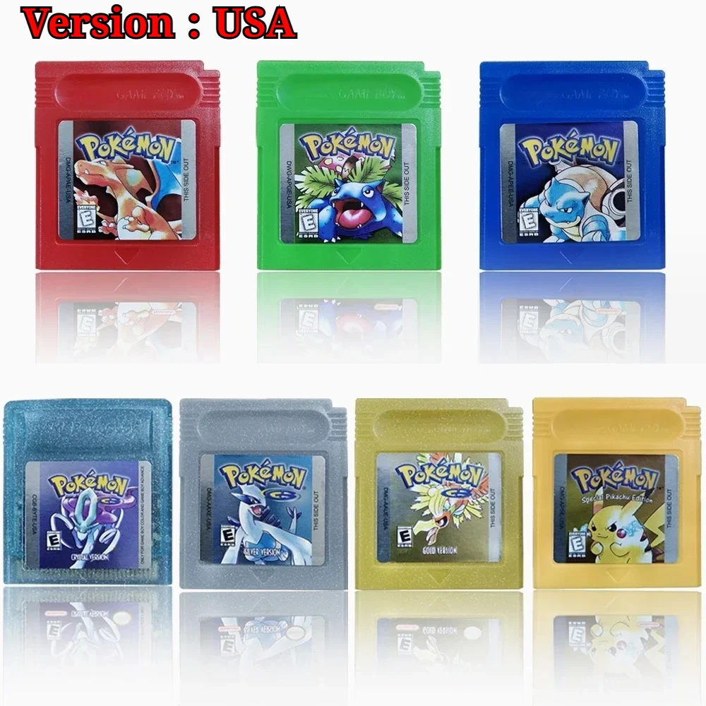 Pokemon 16 Bit Video Game Console Cartridge GBC Game Card Pokemon Series Blue Crystal Gold Green Red Silver Yellow USA Version image 3