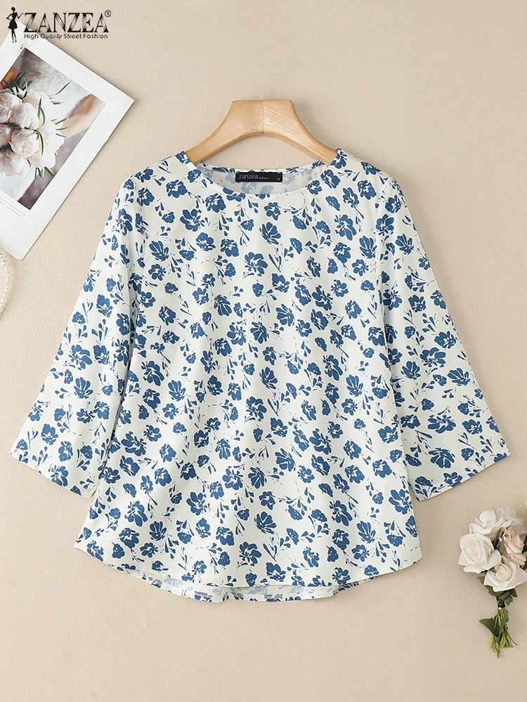 ZANZEA 2025 Autumn Floral Printed Blouse Women O Neck Long Sleeve Tops Casual Loose Work Blusas Female Chemise Bohemian Shirt
