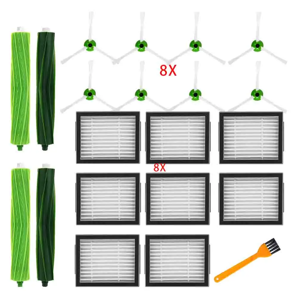 أجزاء مرشح الفرشاة الرئيسية/الجانبية للروبوت لـ iRobot Roomba i3 i3 + i4 i4 + i6 i6 + i7 i7 + i8 i8 + E5 E6 E7 جزء استبدال المكنسة الكهربائية