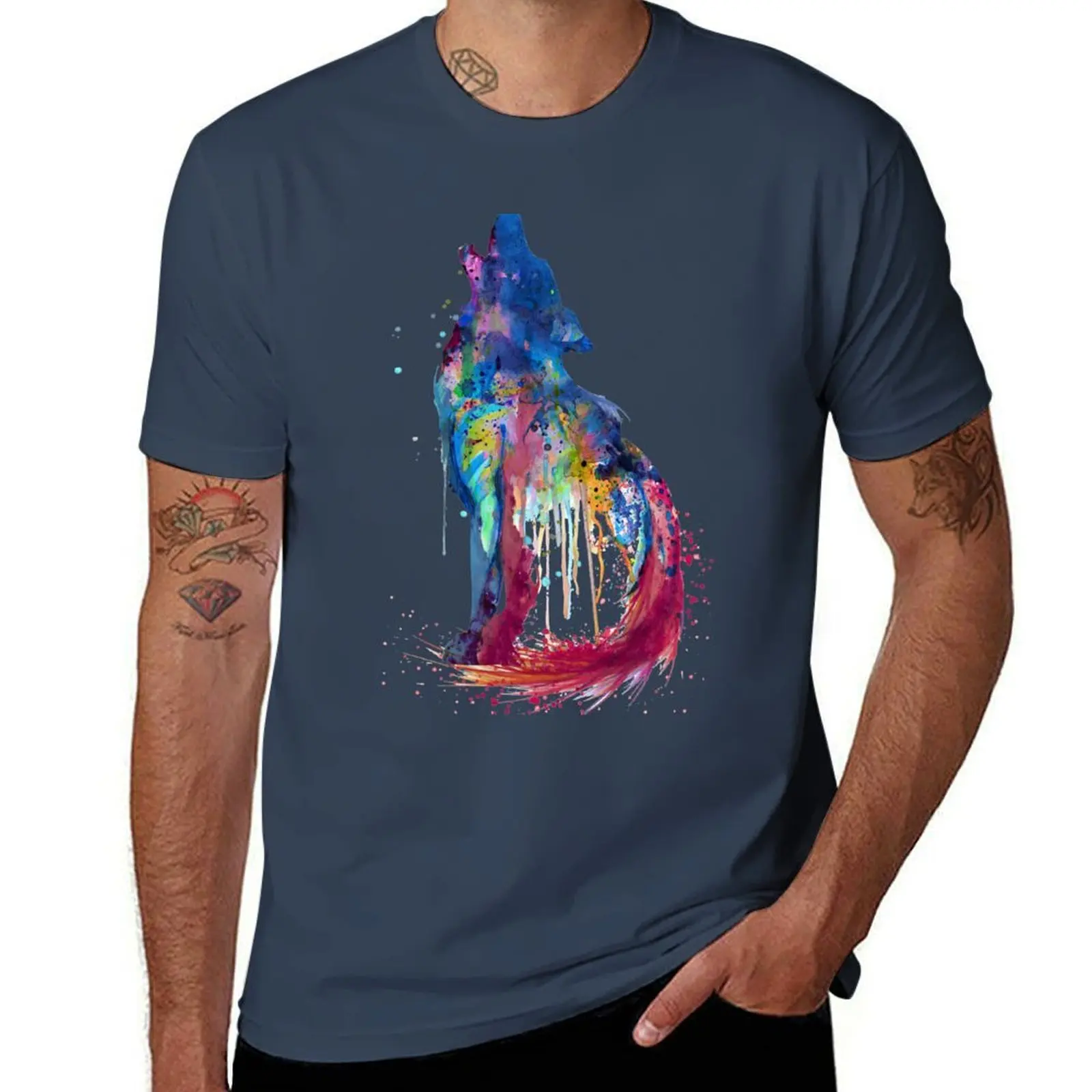 

Howling Wolf Watercolor Silhouette T-Shirt essential t shirt t shirt man designer T-Shirt
