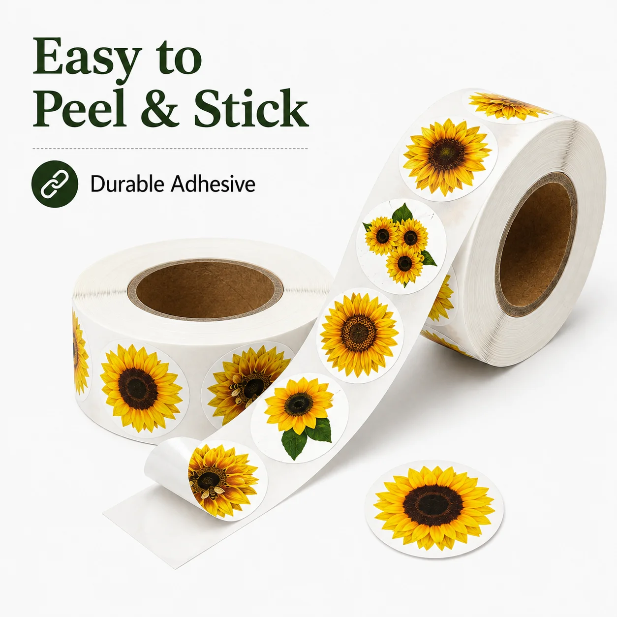 Fragile Sticker Waterproof Pvc Peel And Stick Labels 1 Inch Round Paper Sunflower Stickers For Cards Flower Printed Warning