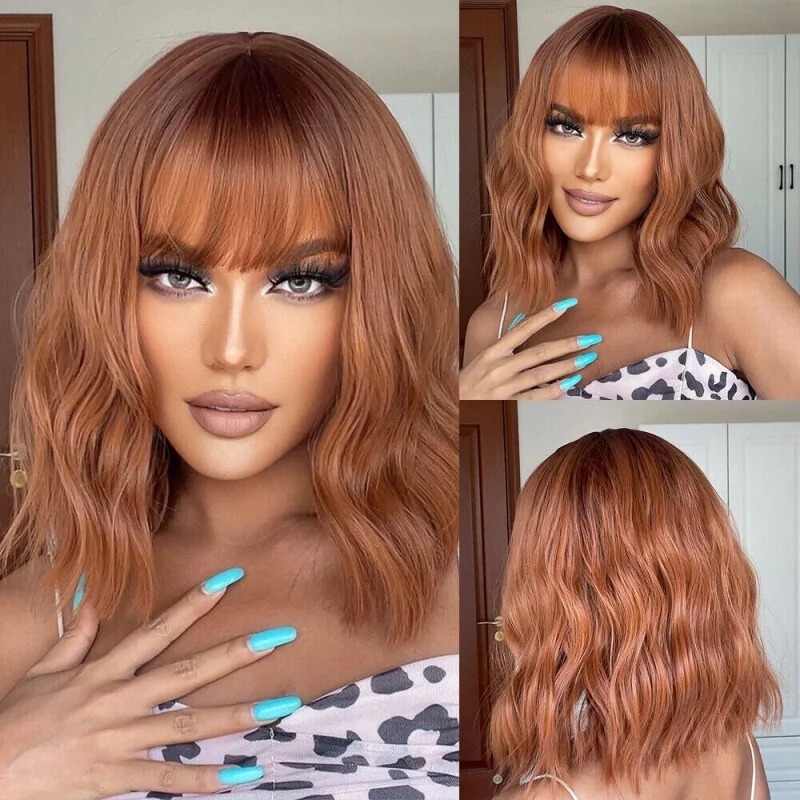 

Женщины Омбре Оранжевые Вьющиеся Короткие Парики Натуральных Волос Костюм Аниме Синтетические Повседневные