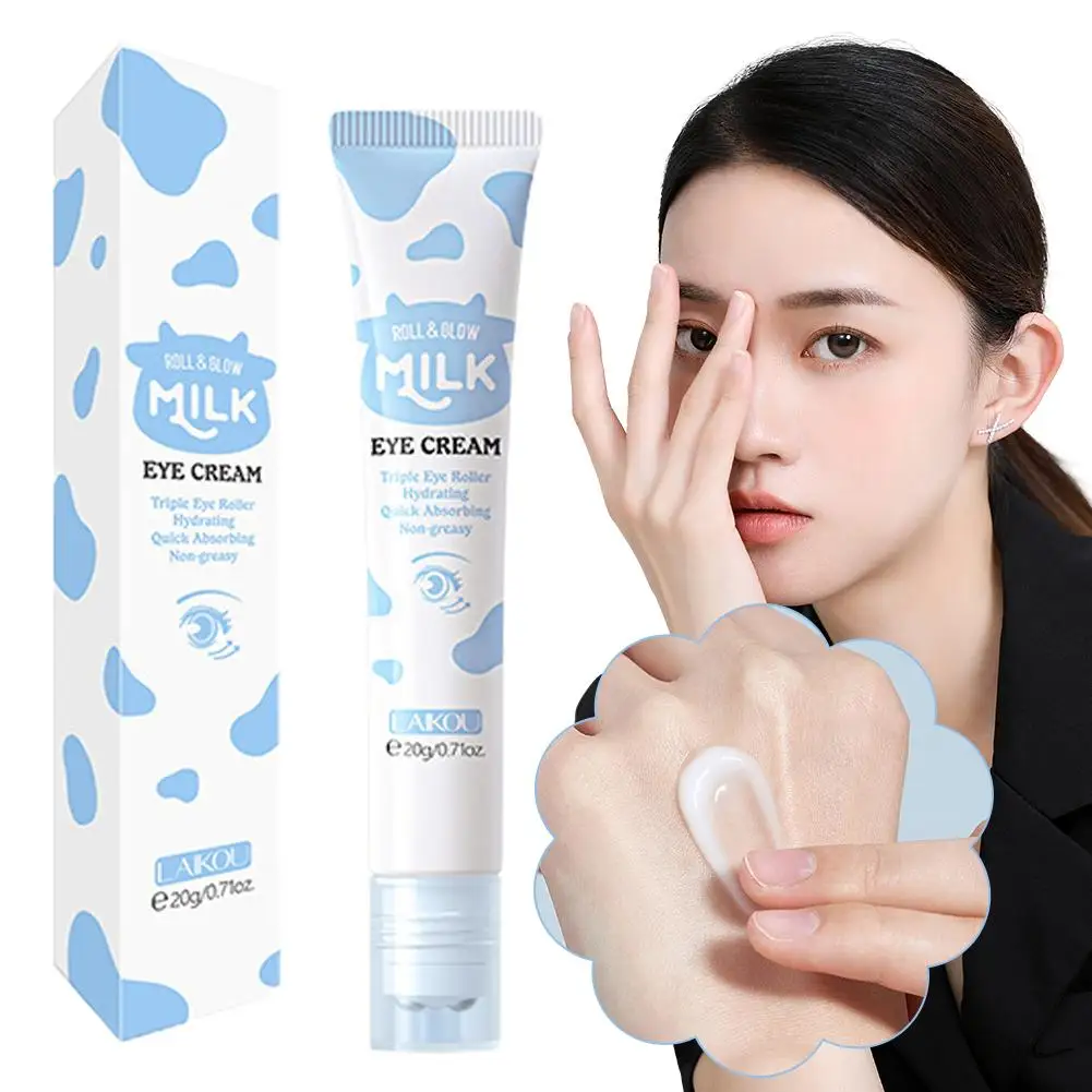 Milk Eye Serum Eye Roller Massage Vitamin C Hyaluronic Acid Nourishing Skin Care Eye Bags Cream Moisturizing 20g