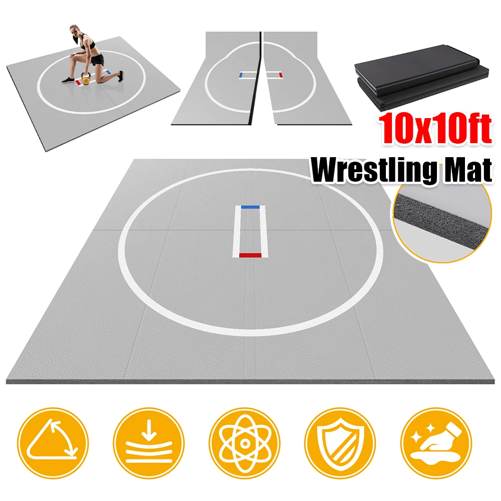 

3M X 3M Roll Out Wrestling Mat Wear Resist Multi-Functional Training Blankets Anti-Slip for Grappling Martial Art Boxing Judo