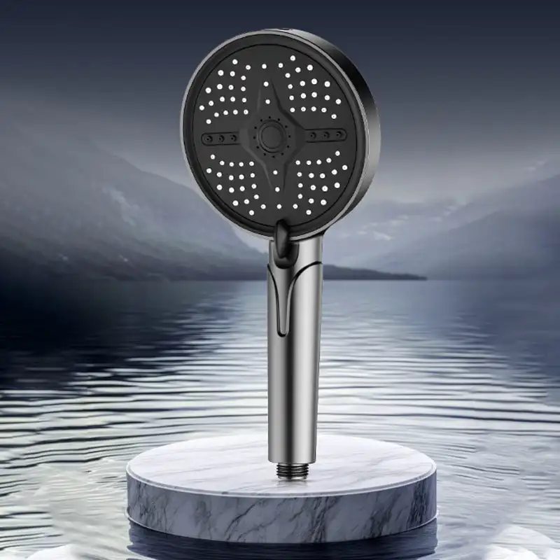 

Multi-Functional High Pressure Handheld Shower Head With 5 Spray Modes Water Heater Filter Large Panel Shower Nozzle