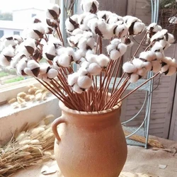 5Pcs Artificial Dried Cotton Flowers Heads White Flower Branch For Wedding Party Decoration Fake Flower Home Flower Decor