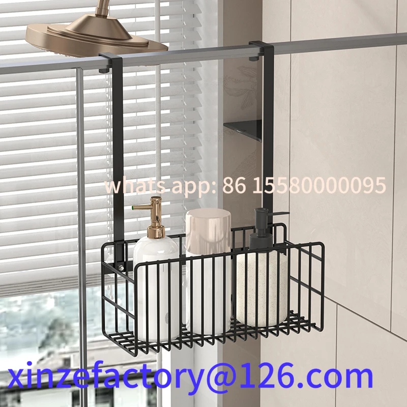 

Customizable Shower room wall mounted bathroom rack, movable kitchen balcony cabinet door hanging basket