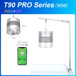WEEK AQUA T90 PRO APP RGB-UV 90W Fish Tank Bracket Downlight Dimming Timing LED Aquatic Light ,With Stand Water Grass Plant Lamp