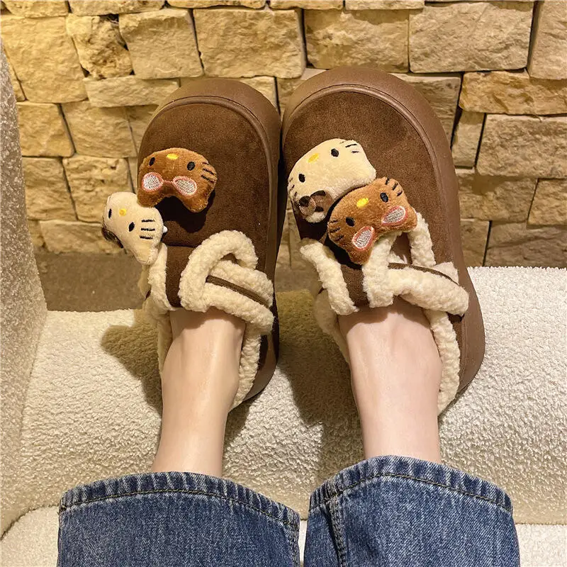 

Hot Sanrio Girl Hello Kitty Kawaii Fashion Cotton Slippers Student Autumn and Winter Cartoon Child Keep Warm Slippers New Style