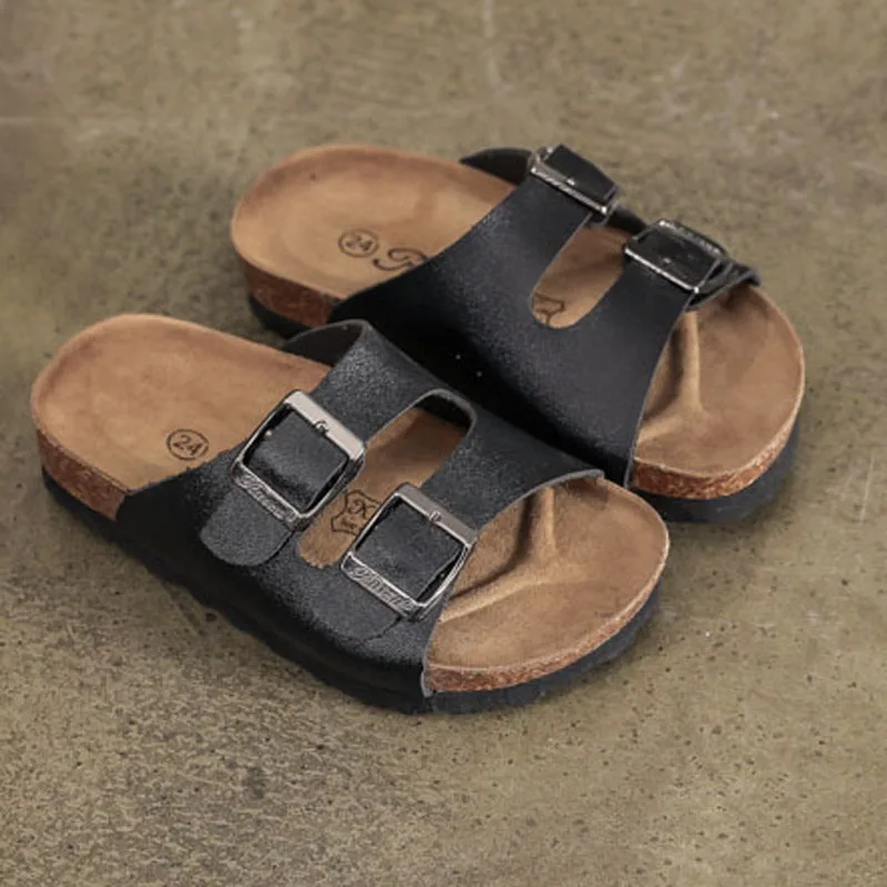 2023 Kids Summer Slippers Children Sandals Double Buckle Cork Girls Summer Sandalias Parent-child Beach Shoes Size 22-39 CSH1389