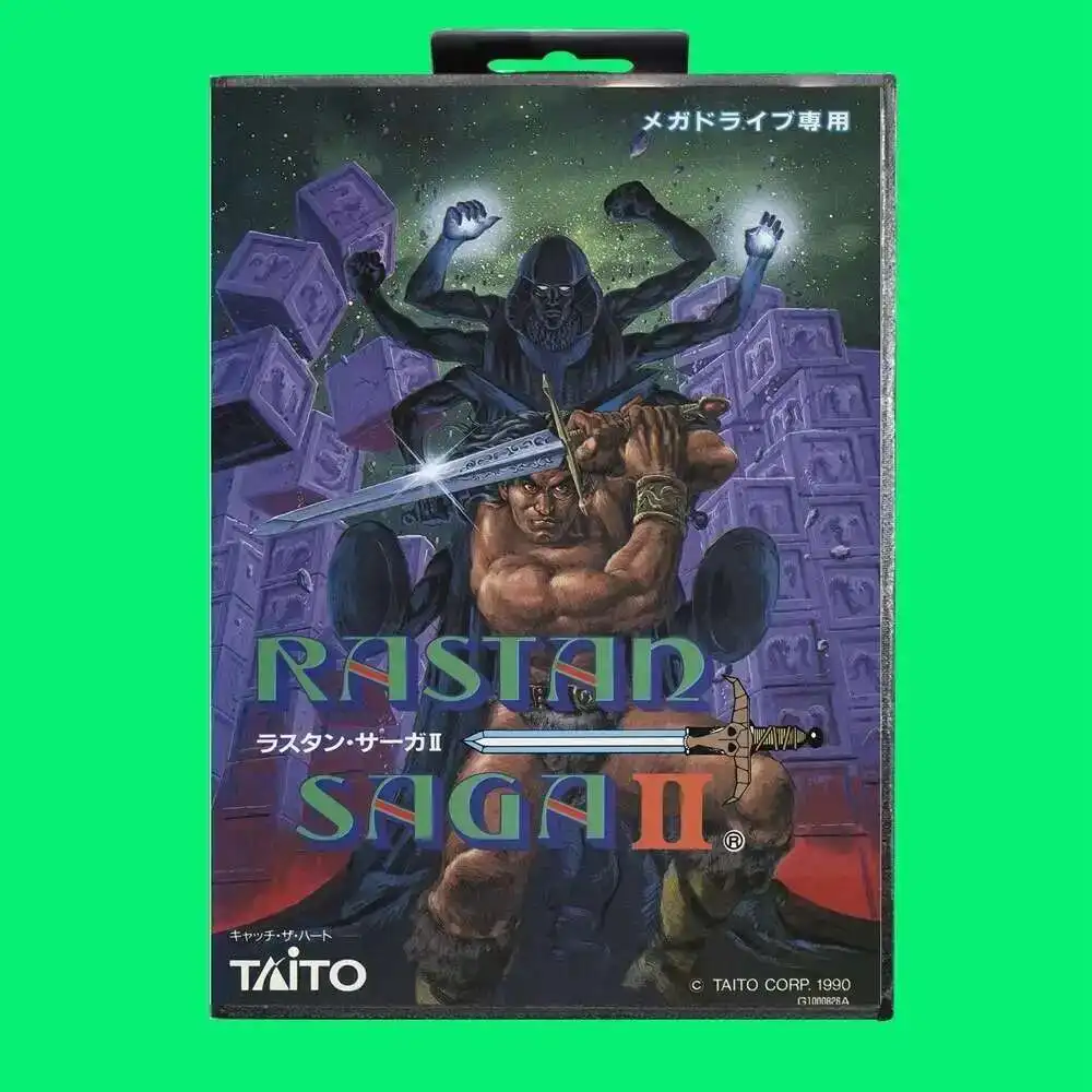 خرطوشة ألعاب Rastan Saga II 16bit MD بطاقة ألعاب مع صندوق بيع بالتجزئة بغطاء JP لمحرك Sega Mega