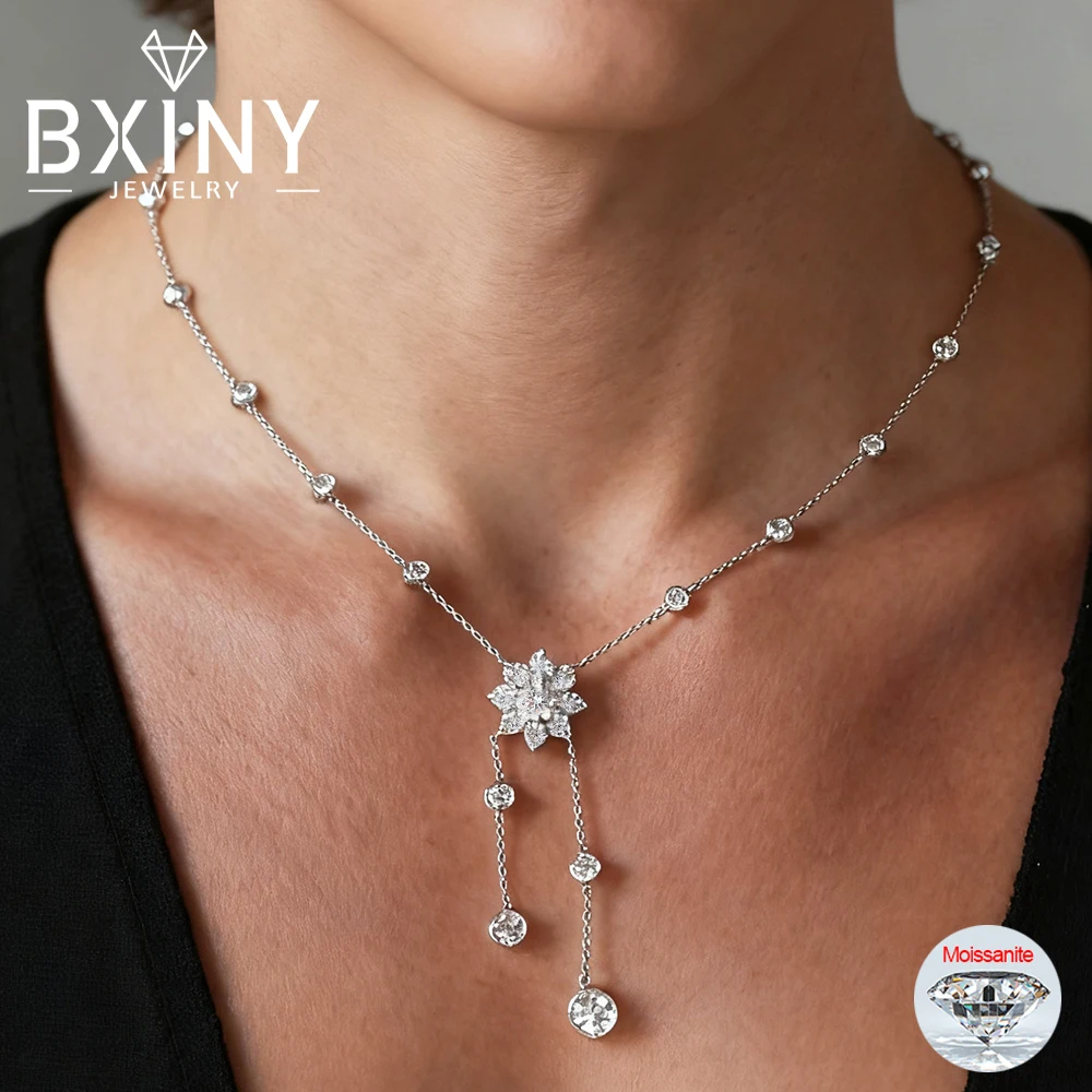 

BXINY 1 карат кулон из муассанита подсолнечник пузырь ожерелье стерлингового серебра 925 пробы лабораторная бриллиантовая цепочка на шею для женщин ювелирные изделия подарок