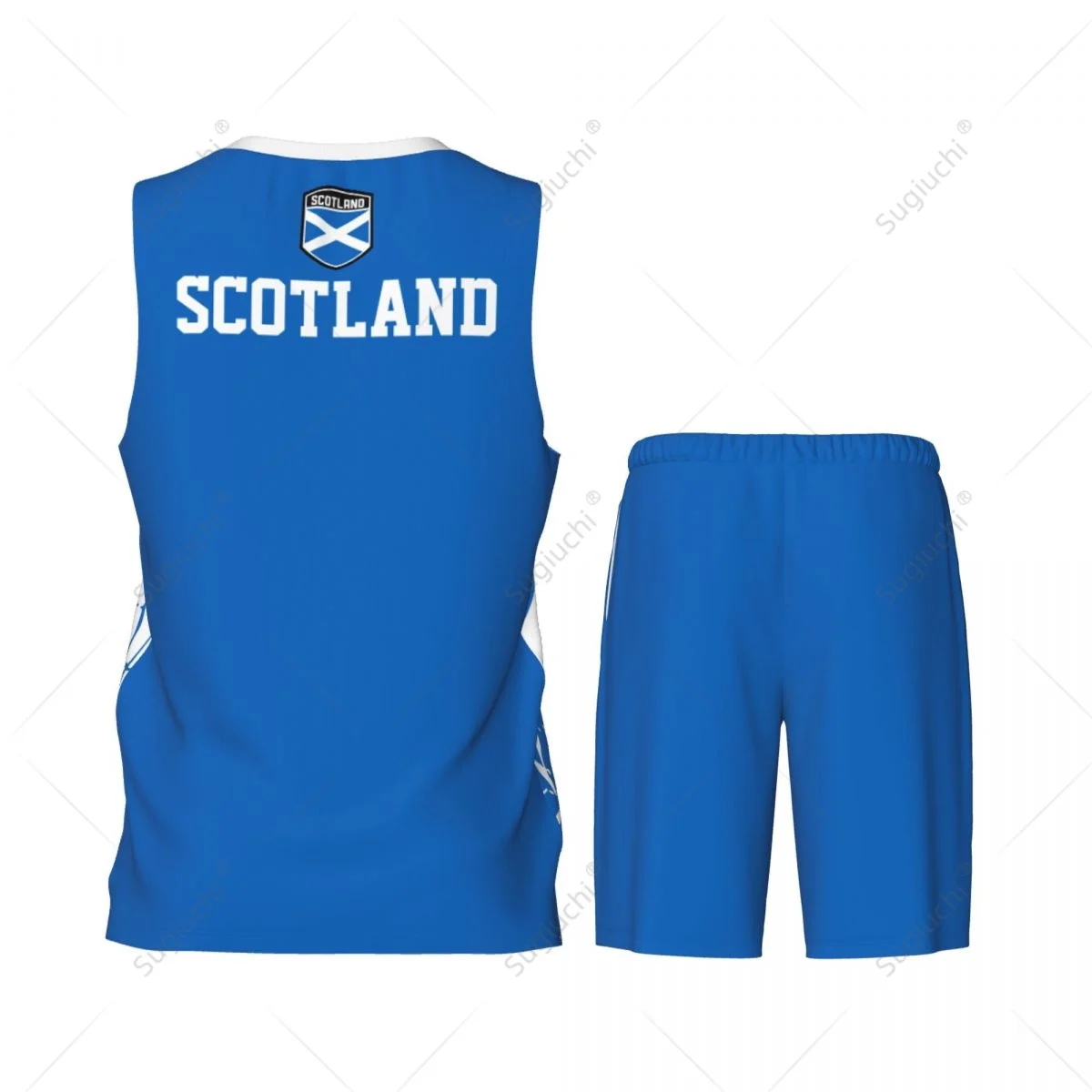 Team-up Scotland Flag Grain Men Basketball Jersey Set Shirt & Pants Sleeveless Custom Name Nunber Exclusive