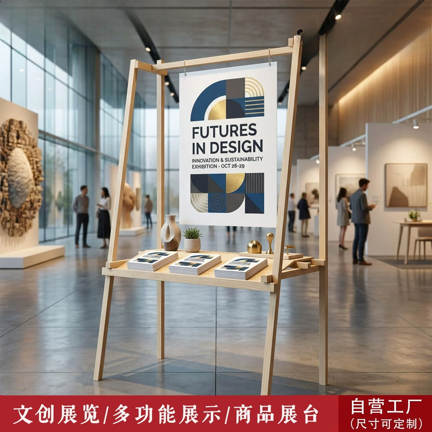 Commercial advertising booth exhibition KT board Poster display stand Solid wood multi-layer display booth