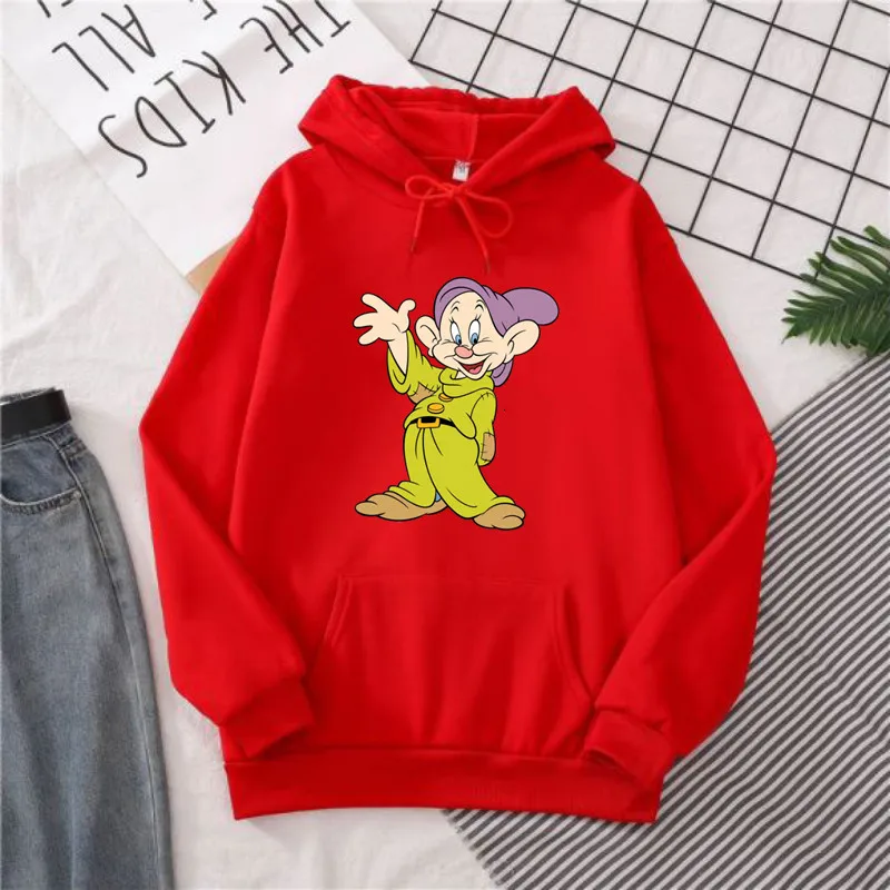 Kawaii Cartoon Dopey Dwarf Hoodie Long Sleeve Snow white Hoody Winter Sports Hoodie Women Sweatshirt Cute Women Clothing