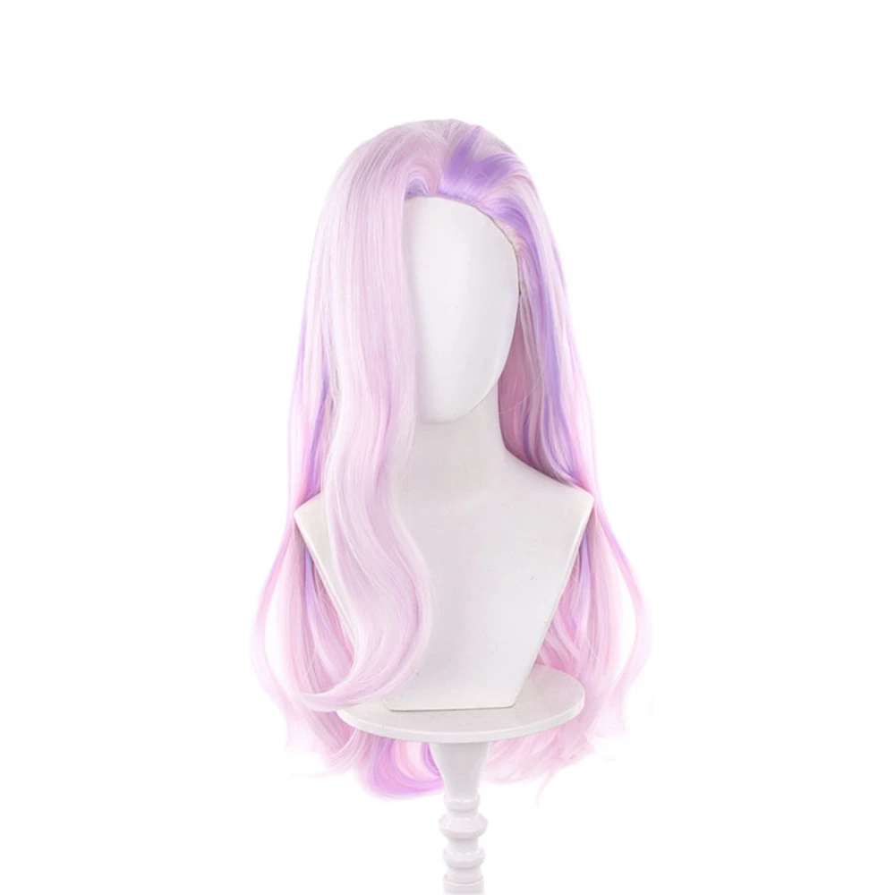 Pink Purple Gradient Long Wavy Cosplay Wig Heat Resistant Synthetic Hair for Anime Party Halloween Unisex Style