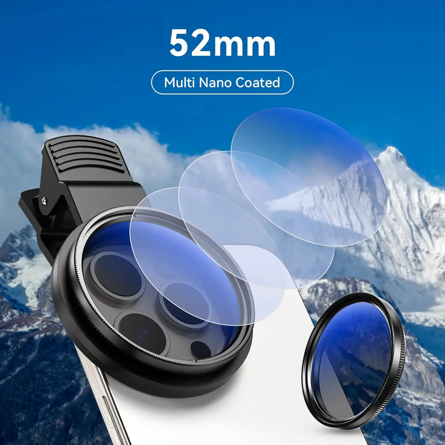 Nuevo Filtro de Lente CPL de 52 mm para Teléfono Móvil, Clip para Lente, Accesorios para Cámara, Filtro Polarizador Circular para Canon, Nikon y Todos los Teléfonos Inteligentes