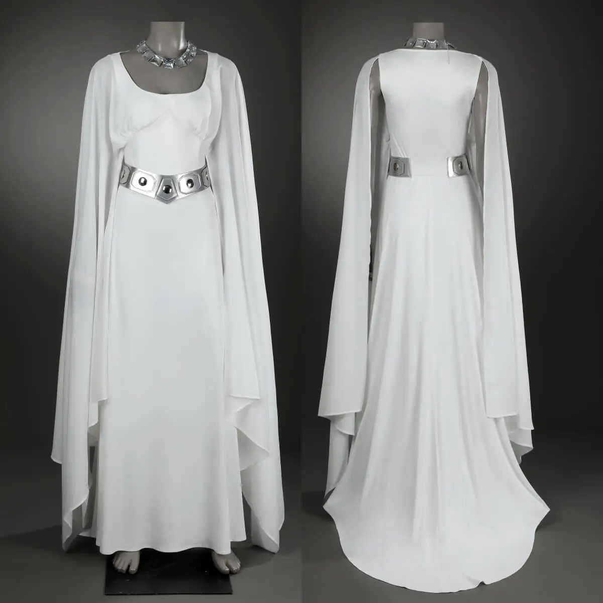 Princess Leia Cosplay Costume Star Women's Movie Wars A New Hope Halloween Fancy Dress White Robe Gown Belt Party Comic-con Gift - view 3
