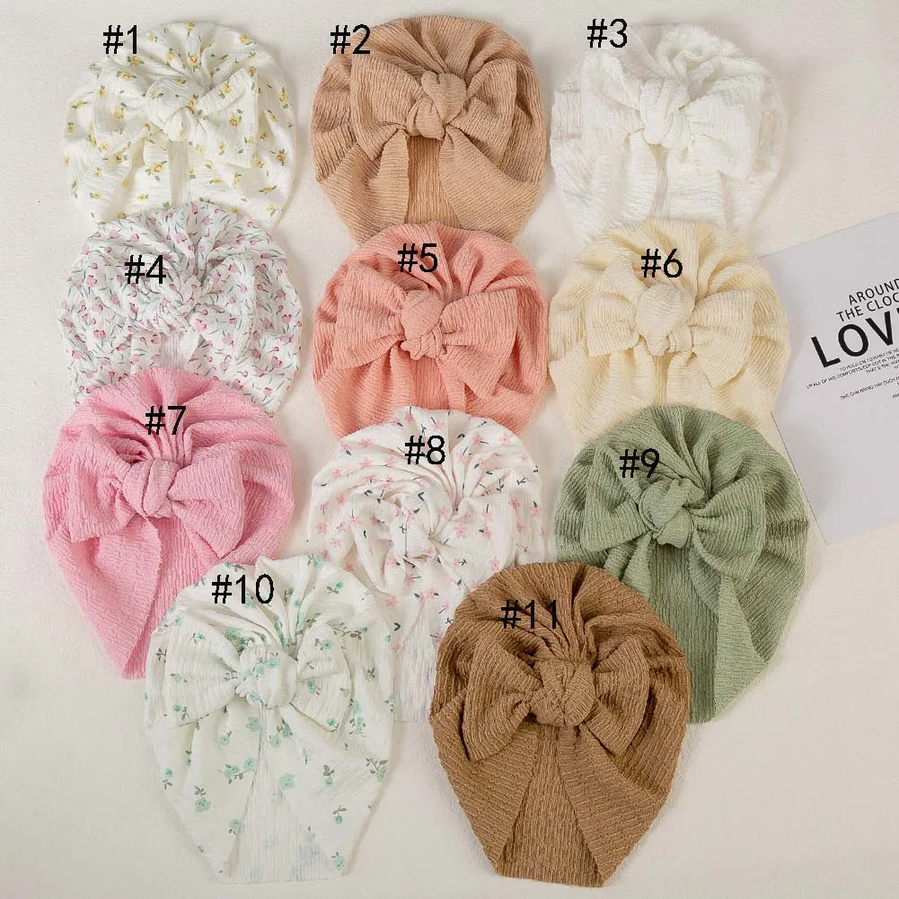 12pc/lot Floral Prints Bow Baby Girl Turban Infant Cotton Beanie Cap for Baby Turban Hat Toddler Hat Kids Girls Hair Accessories