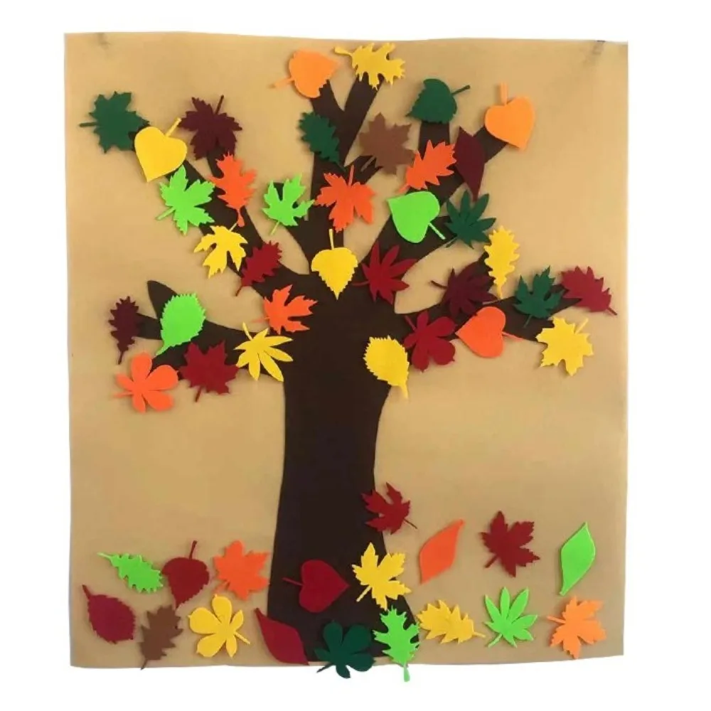 Thanksgiving Felt Fall Tree Craft Kit Thicken Hanging Montessori Busy Board Family Decor Activity Reusable Education Toy