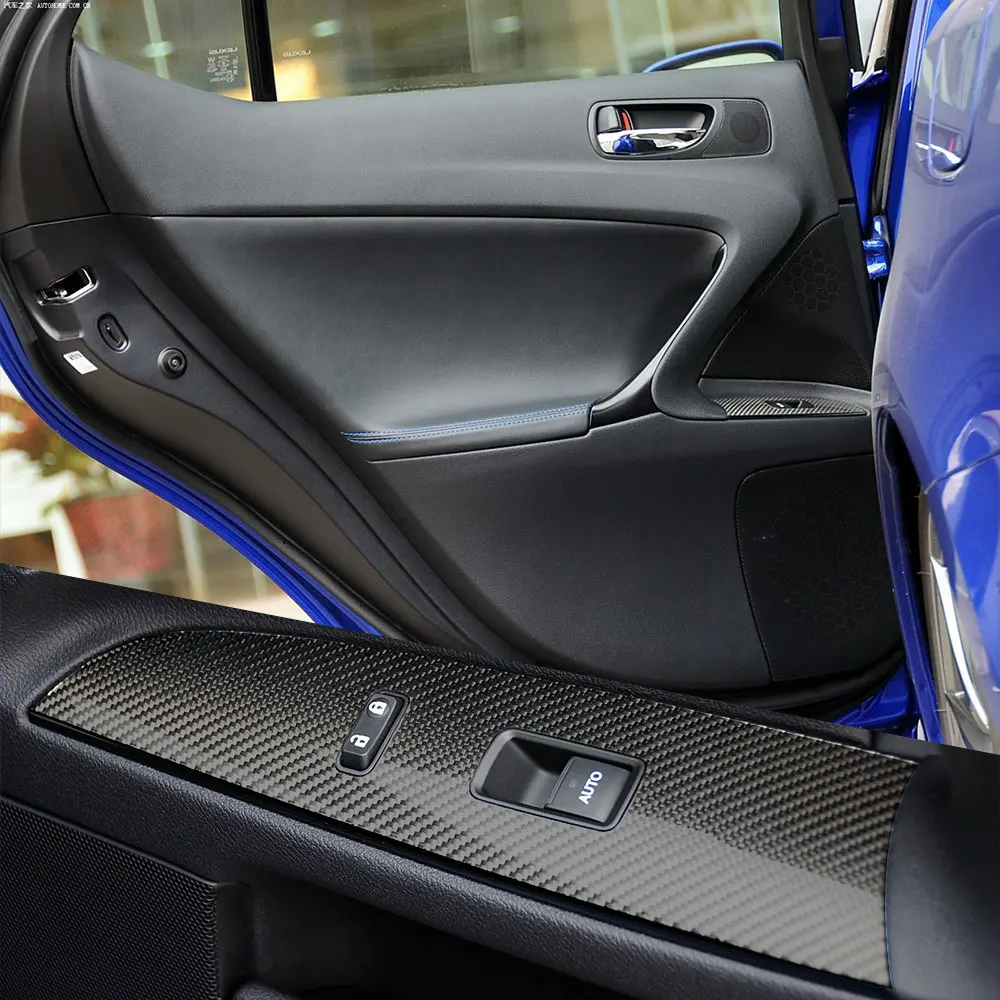 2D الفينيل التفاف فيلم والعتاد التحول صندوق غطاء لوحة الكسوة لكزس IS250 300 350 2006-2012 ألياف الكربون سيارة التفاف احباط اكسسوارات