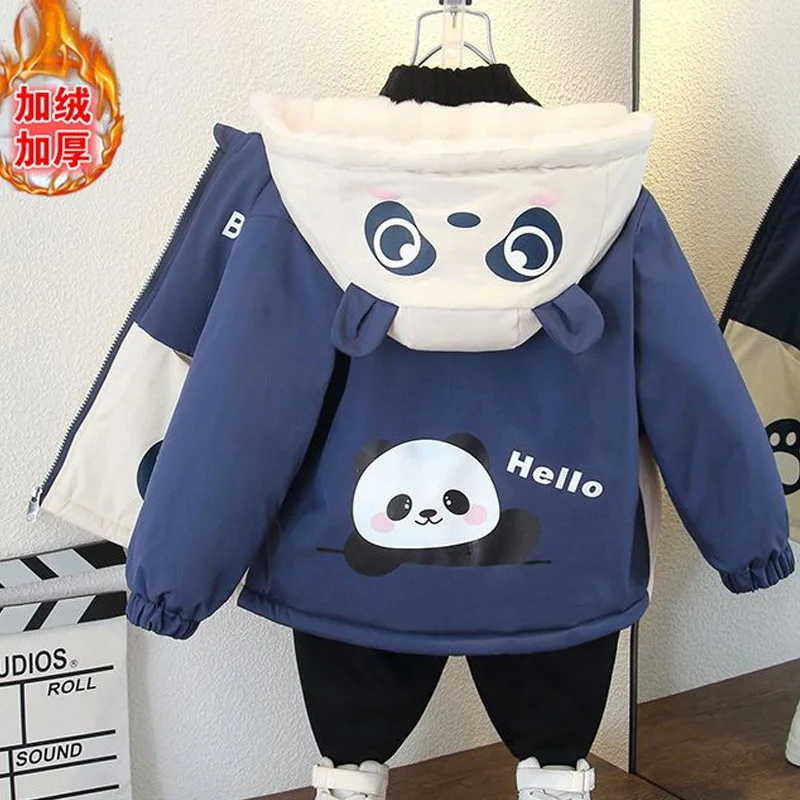 

Зимняя детская одежда Kawaii, пальто на хлопковой подкладке для мальчиков и девочек, детская стеганая куртка с капюшоном на флисовой подкладке, теплая плотная домашняя одежда, верхняя одежда