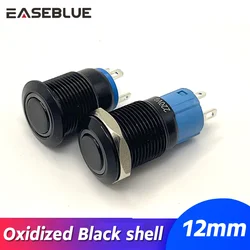 12mm Oxidized Black shell Push Button Switch Momentary Latching Fixed On Off Power Switch LED Light