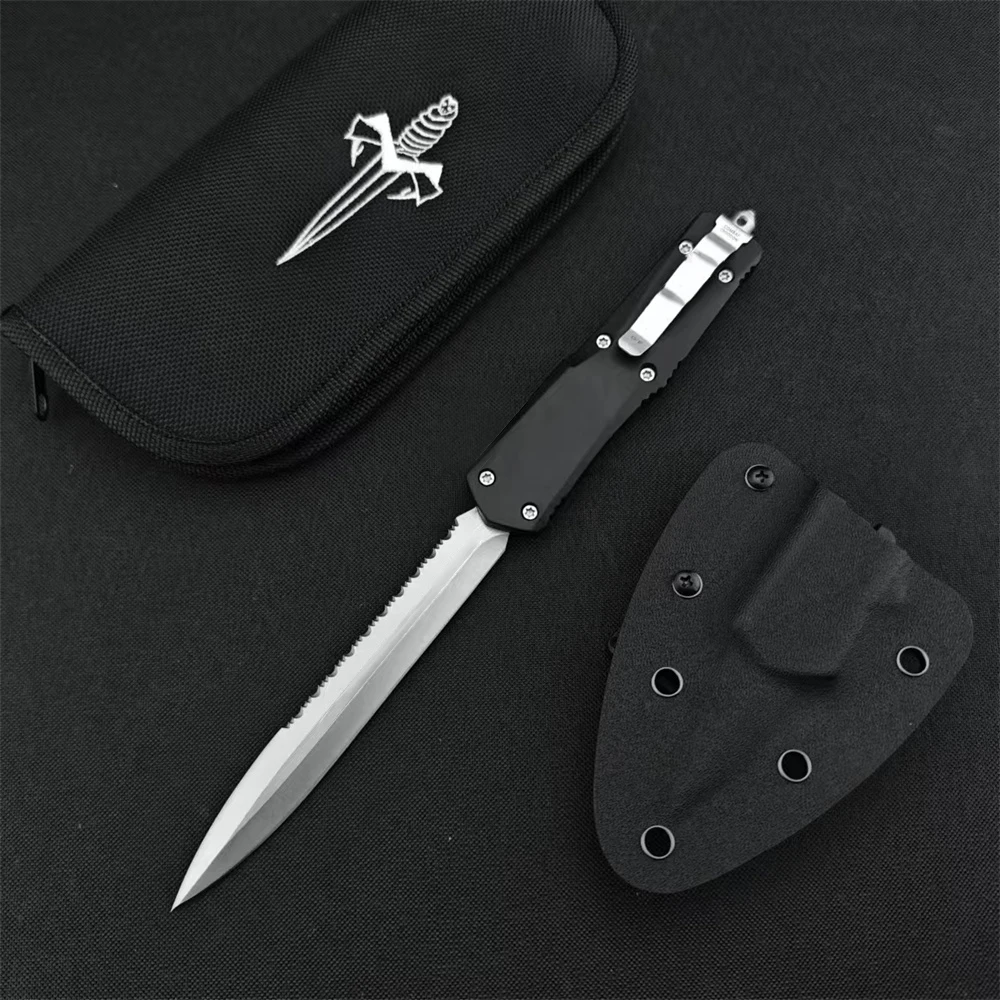 NEW Tactical Military Folding Knife 440C Blade Zinc Alloy Handle with Black Sheath Outdoor Rescue Survival Portable Pocket Knife