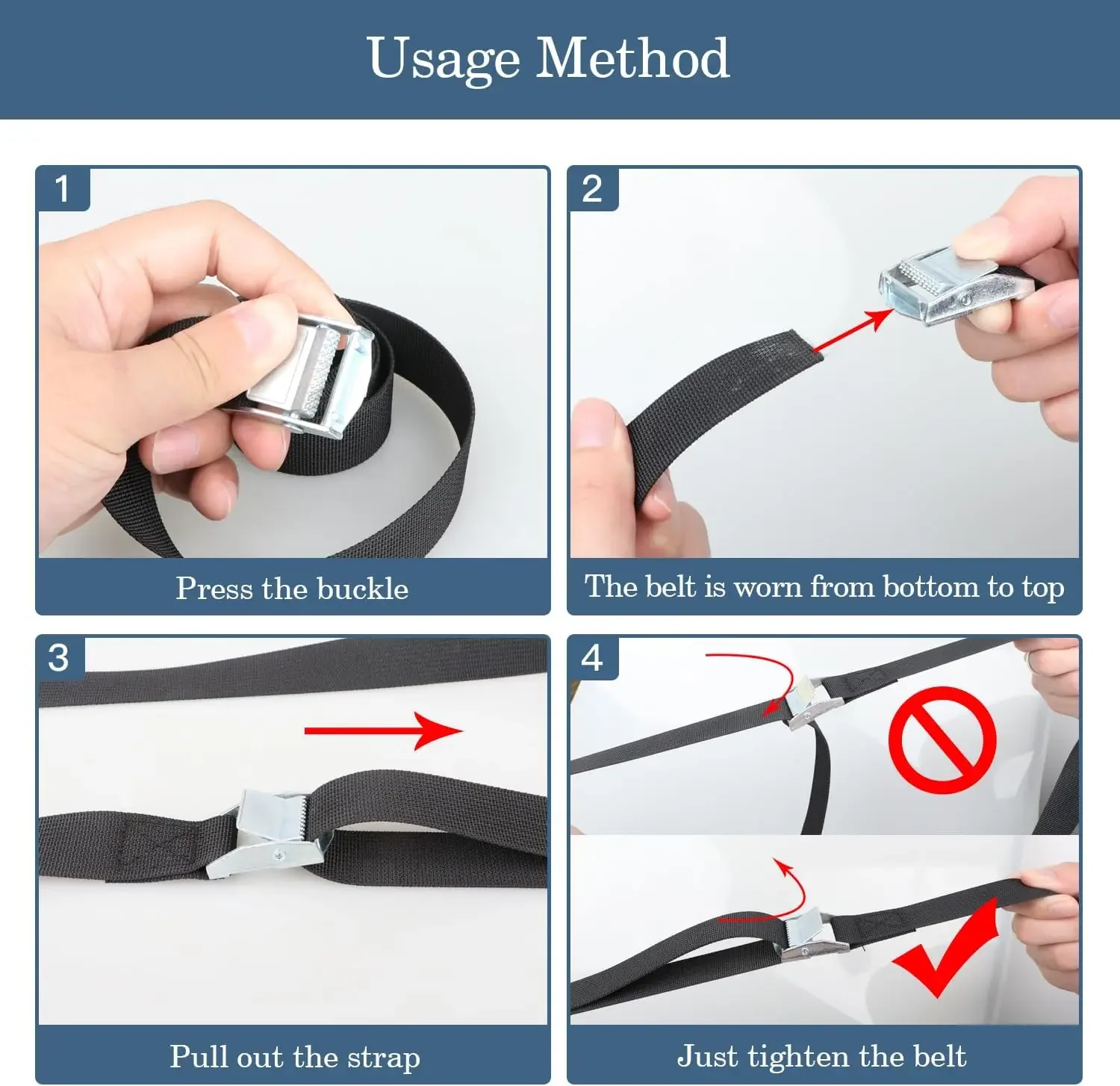 10-Pack Reusable Straps with Buckles (Antifreeze Alloy) Adjustable Camera Strap Buckle, Binding Tape Clip