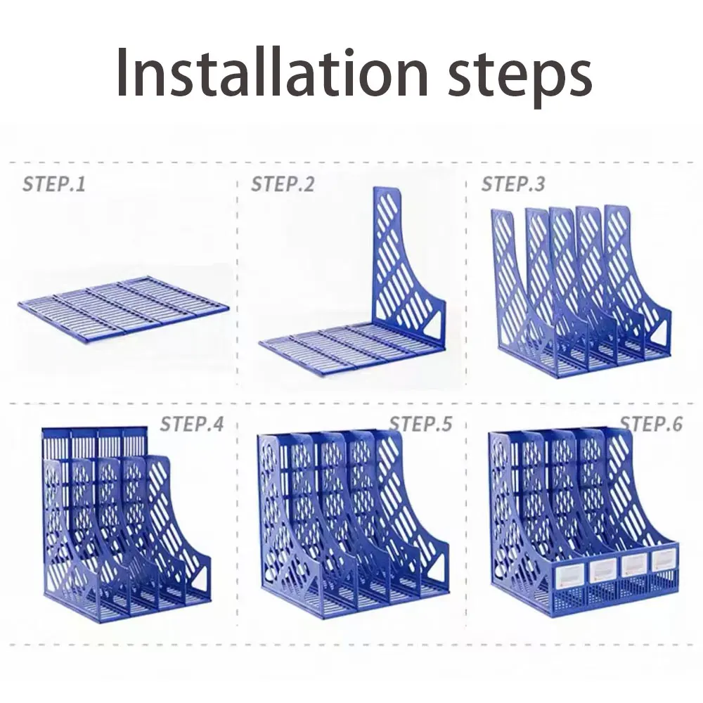 Large capacity 4-column desktop file box, file storage box, document rack multi-layer book stand