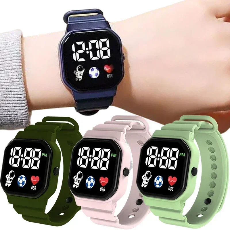 Waterproof Children Kids Watch Wristwatch Boy Girls Sport LED Simple Color Silicone Strap Kid Watches Student Gift For Wholesale