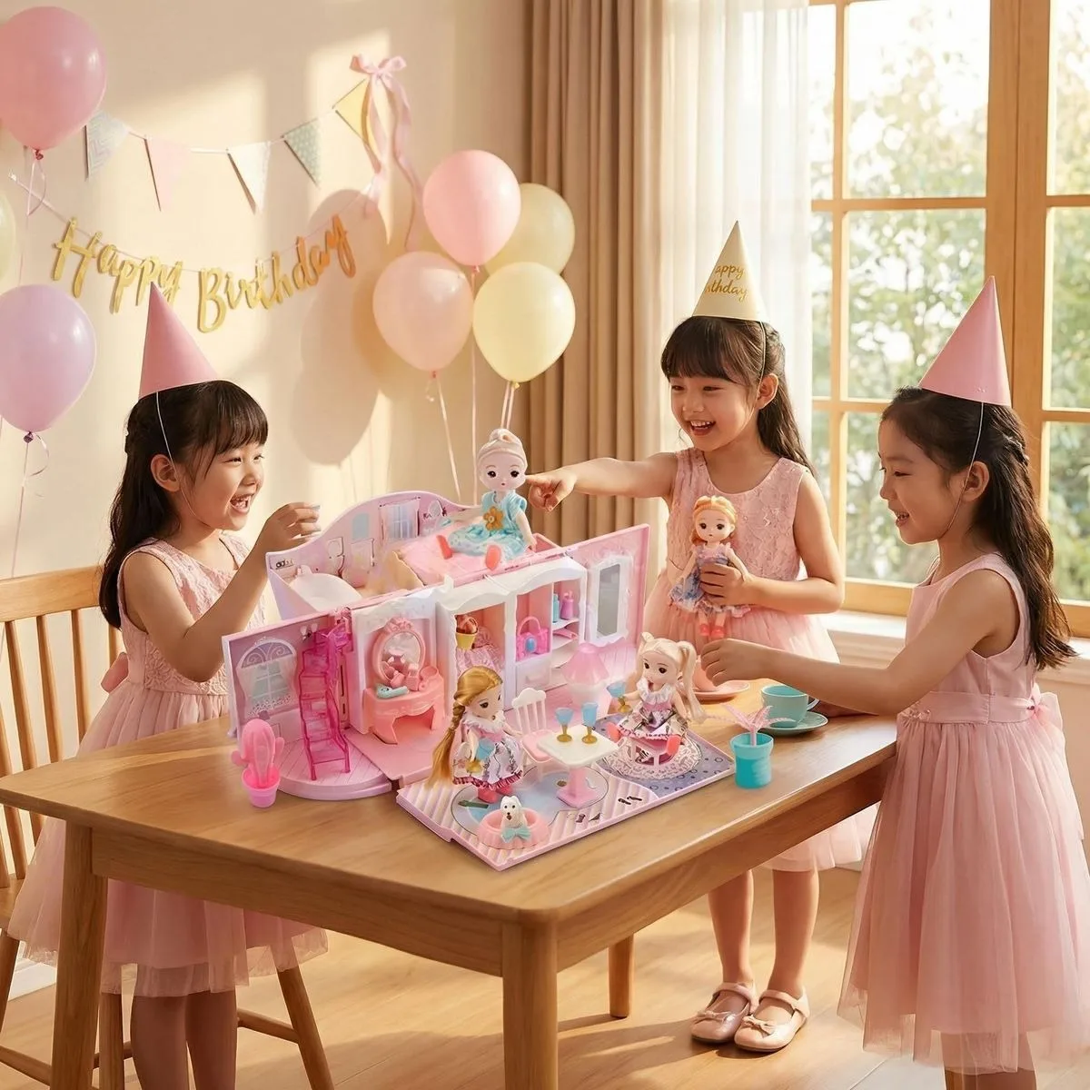 Set Gioco di Ruolo Educativo Borsa a Forma di Castello Deformabile con Bambola Principessa, Regalo di Compleanno per Bambine