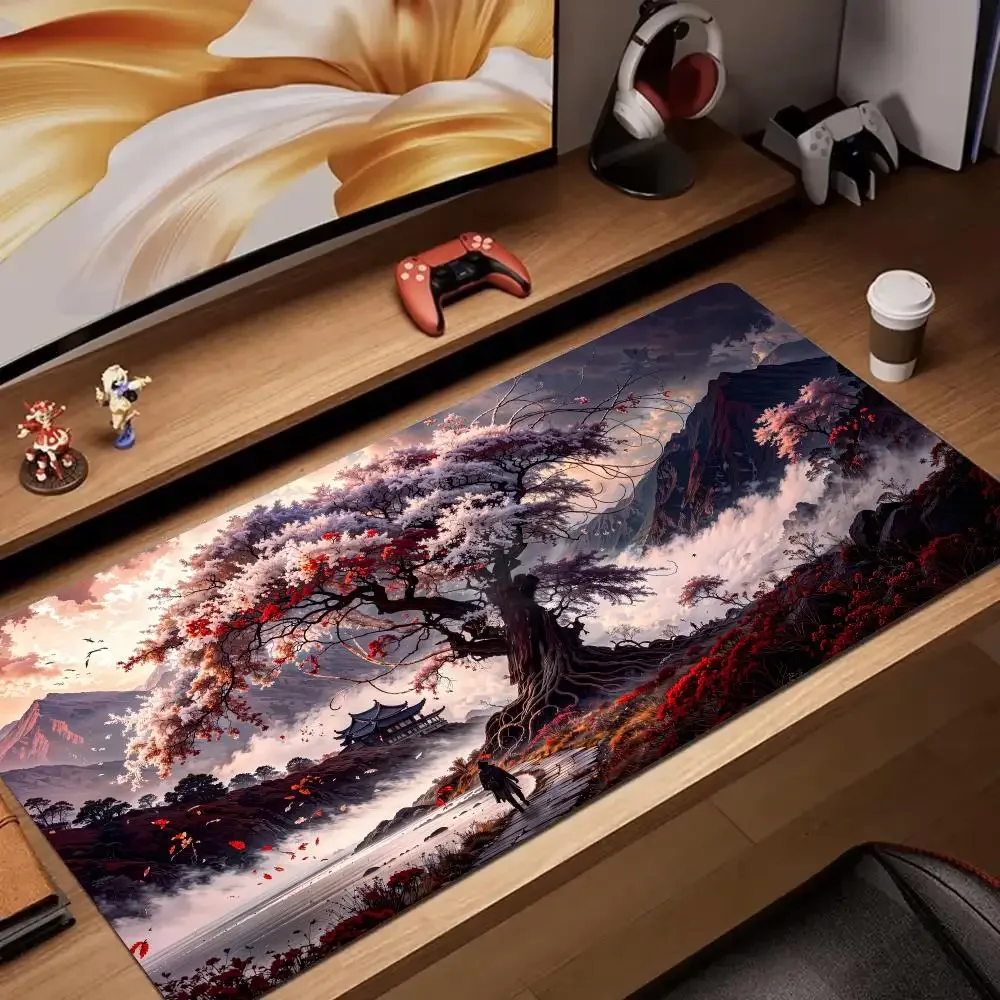 巨大な芸術的な古代の木のパターンデザインマウスパッドゴム滑り止めデスクマットゲーマー PC アクセサリーゲームマットキーパッドマウスパッド