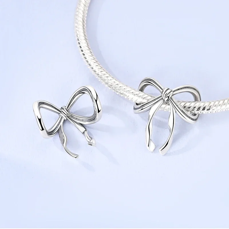 الأصلي سحر 925 الفضة أنيقة هندسية خط Bowknot الخرز صالح سحر بلاتا 925 أساور للنساء النساء صنع المجوهرات