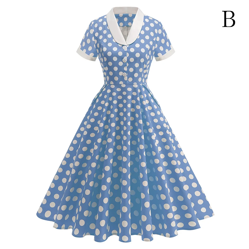 Sommer Vintage 50er 60er Polka Dot Kleid Retro Party Rockabilly Kleid Frauen Hausfrau Prom Hochzeit Party Vintage Swing Robe