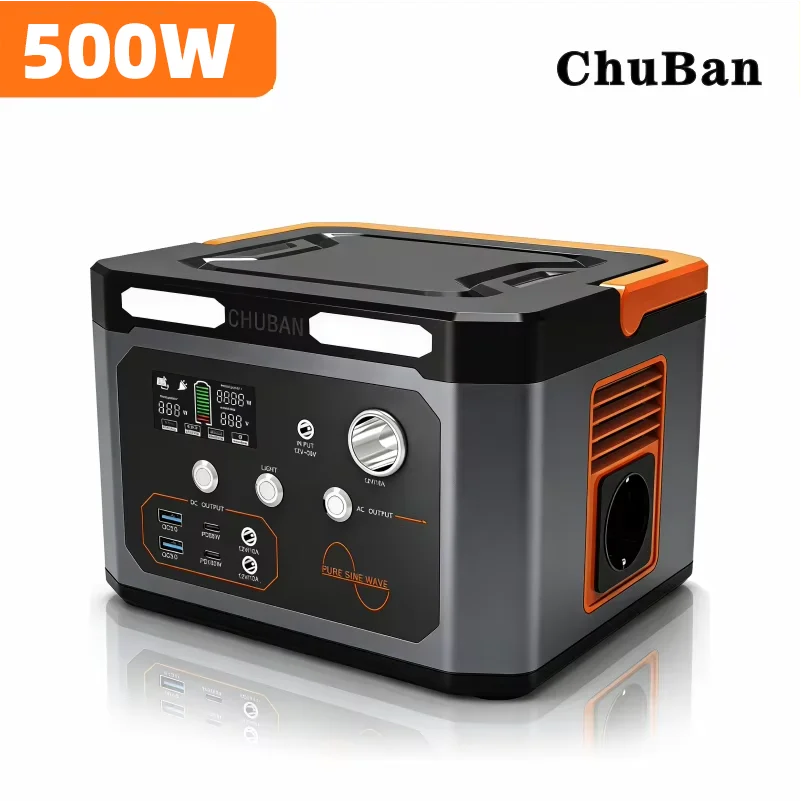 Image of Tragbare Powerstation 500W 100000mAh Reiner Sinus-Notstrom-Solargenerator für Zuhause, Camping, Outdoor, EU-Stecker