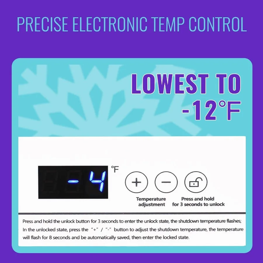 فريزر صغير عميق الصدر 4.0 قدم مكعب آلة تجميد بيضاء مع باب مفتوح مدمج ولوحة تحكم إلكترونية مثالية